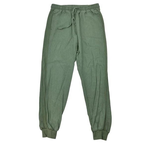 Lana Roux Women’s Linen Blend Jogger Pants Drawstring Green Size Small Pockets - Picture 1 of 9